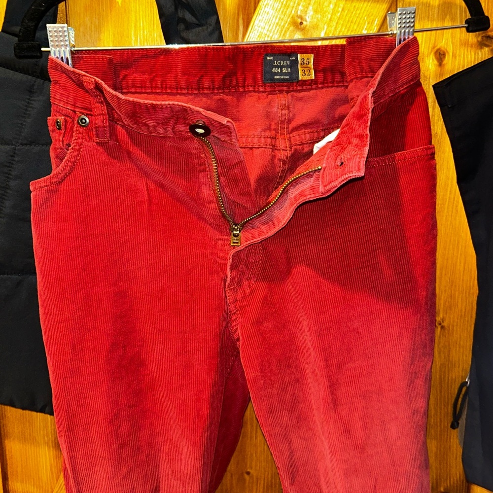 J.CREW red corduroy slim/straight pants - 35” x 32”